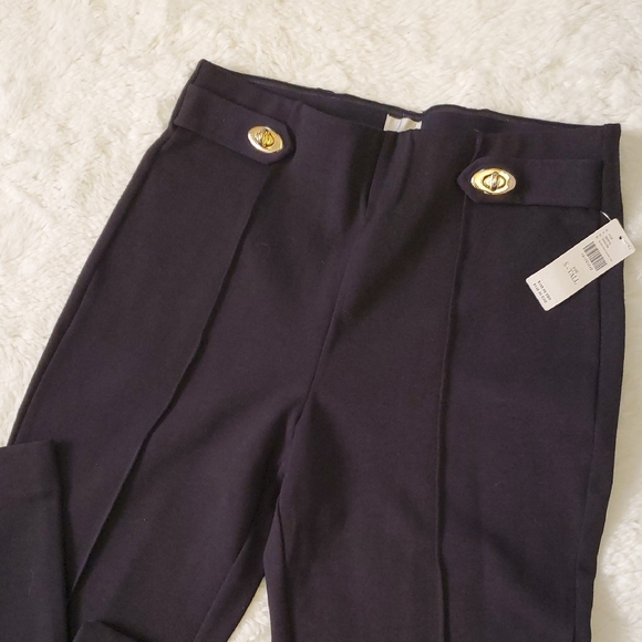 Maeve Black Ponte Knit Pants with Gold Button Detail - Picture 3 of 6